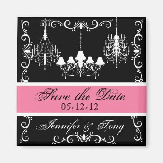 Aimant Chandeliers avec rose Enregistrer l'aimant Date (Devant)