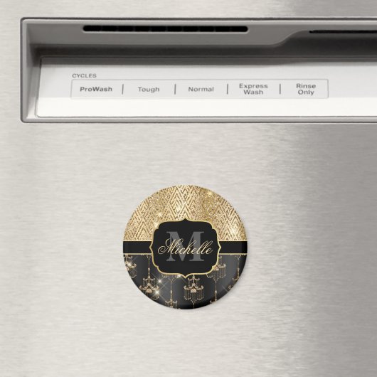 Aimant Chandeliers en verre Parties scintillant Noir & Or (In Situ (Lave-vaisselle))