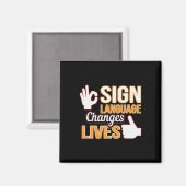 Aimant Changements de langue des signes Vit ASL Interprèt (Recto/Verso)