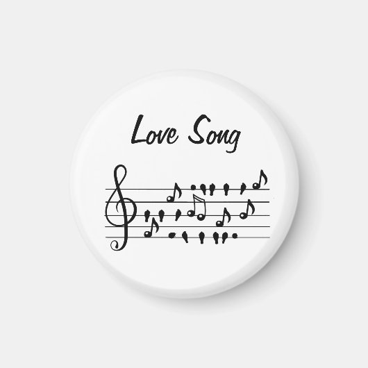 Aimant Chanson d'amour Oiseaux Notes Art Noir Blanc (Devant)