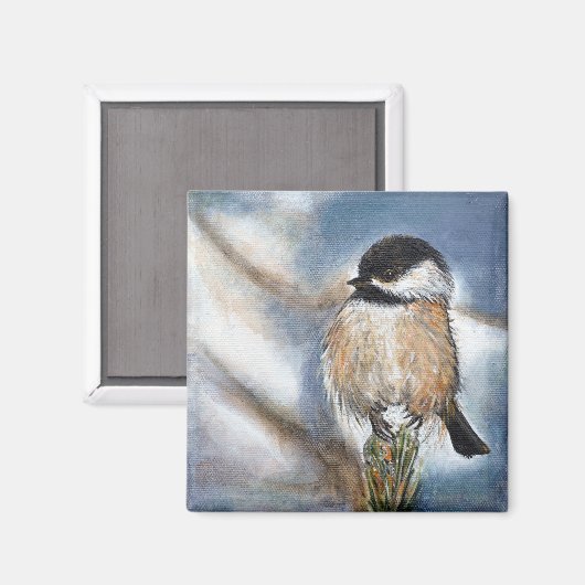 Aimant Chanson de chickadee noir cernée Oiseau (Recto/Verso)