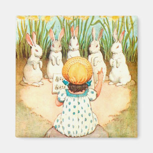 Aimant Chant de lapin vintage avec voeux de Pâques pour e