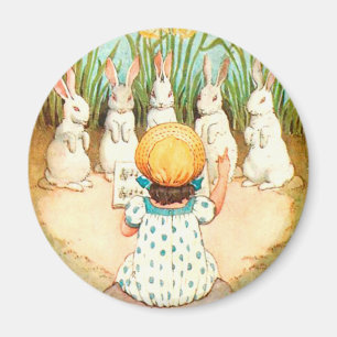 Aimant Chant de lapin vintage avec voeux de Pâques pour e
