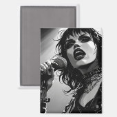 Aimant Chanteurs gothiques punk de style BD noir et blanc (Recto/Verso)