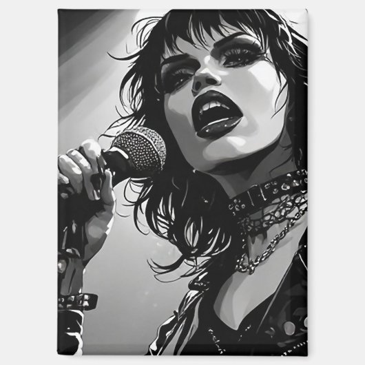Aimant Chanteurs gothiques punk de style BD noir et blanc (Recto)