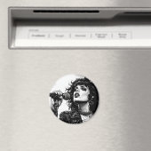 Aimant Chanteuse Goth Punk Style Graphique Rétro (In Situ (Lave-vaisselle))