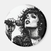 Aimant Chanteuse Goth Punk Style Graphique Rétro (Devant)