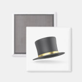 Aimant Chapeau de dessus noir avec ruban doré (Recto/Verso)