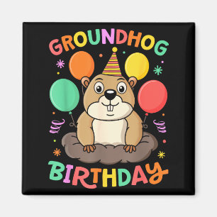 Aimant Chapeau de fête d'anniversaire Jour de la marmotte
