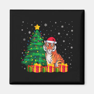 Aimant Chapeau de Père Noël de Tigre du Bengale Laid Lumi