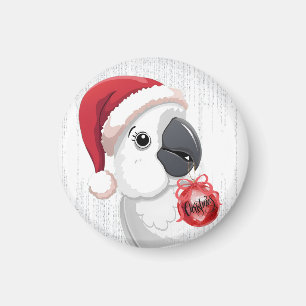 Aimant Chapeau de Père Noël mignon Perroquet Nœud Rouge N