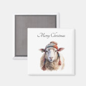 Aimant Chapeau d'hiver Mouton de Noël Texte personnalisé (Recto/Verso)