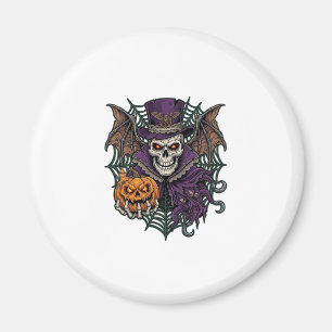 Aimant Chapeau Haut de Forme Crâne de Halloween Ailes de