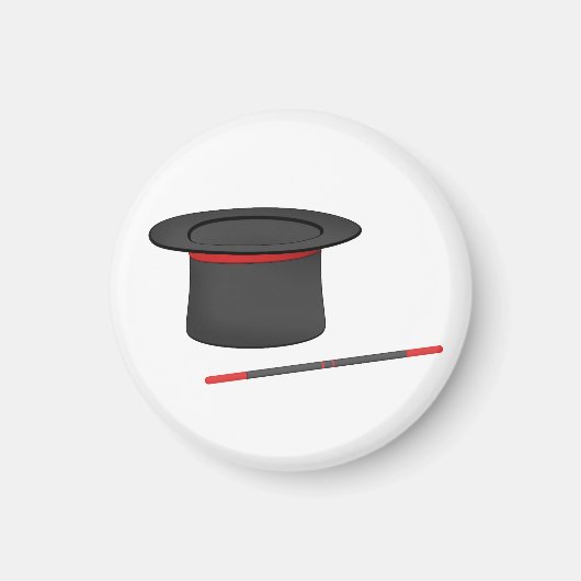 Aimant Chapeau haut de magie et baguette magique (Devant)