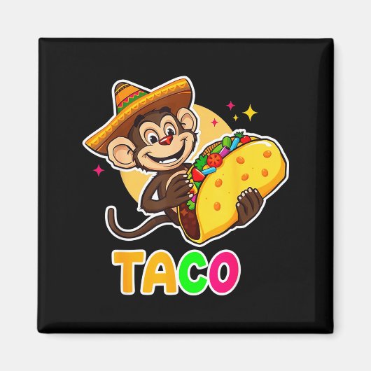 Aimant Chapeau mexicain singe taco el squatcho fun cinco (Devant)