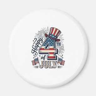 Aimant Chapeau patriotique vintage Happy 4 juillet Vector