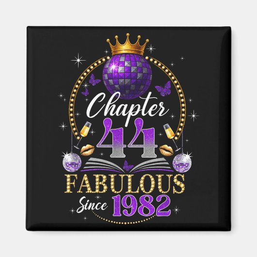 Aimant Chapter 44 Since 1982 Purple Disco Ball 44th Birth (Devant)