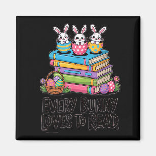 Aimant Chaque lapin adore lire un livre mignon de lapin d