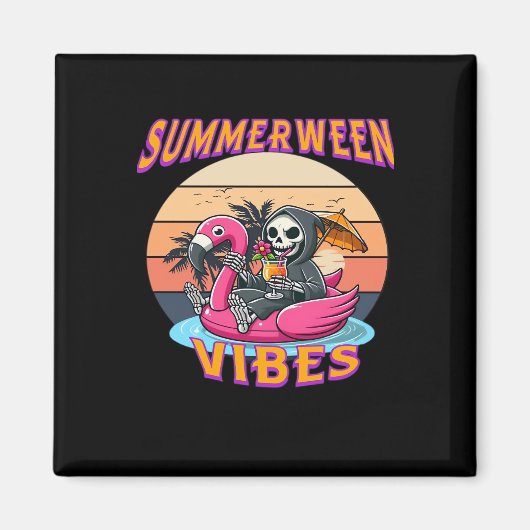 Aimant Char de Flamant rose Summerween Vibes Grim Reaper  (Devant)
