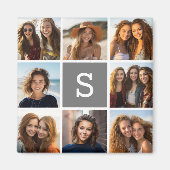 Aimant Charbon Blanc 8 Photo Collage Personnalisé Monogra (Devant)