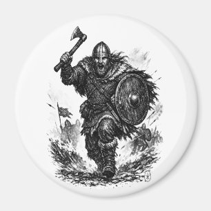 Aimant Charge du guerrier Viking - Bataille à l'encre