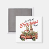 Aimant Charges de lapins de Noël en Camion Rouge (Recto/Verso)