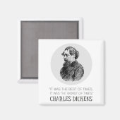 Aimant Charles Dickens Portrait et Citation (Recto/Verso)