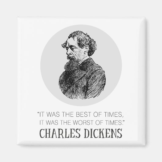 Aimant Charles Dickens Portrait et Citation (Devant)