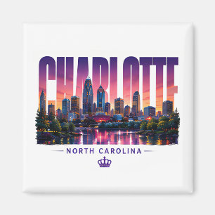 Aimant Charlotte Caroline du Nord Skyline Nom de la Ville