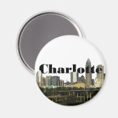 Aimant Charlotte NC Skyline avec Charlotte dans le ciel (Recto/Verso)