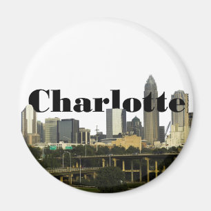 Aimant Charlotte NC Skyline avec Charlotte dans le ciel