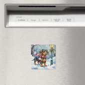 Aimant Charmant chiot teckel écharpe d'hiver confortable (In Situ (Lave-vaisselle))