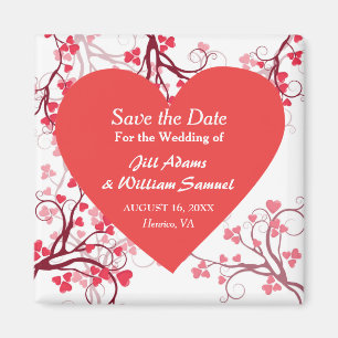 Aimant Charmant coeur rouge Sauvez la date