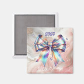 Aimant Charmant Iridescente Bow Année Accent (Recto/Verso)