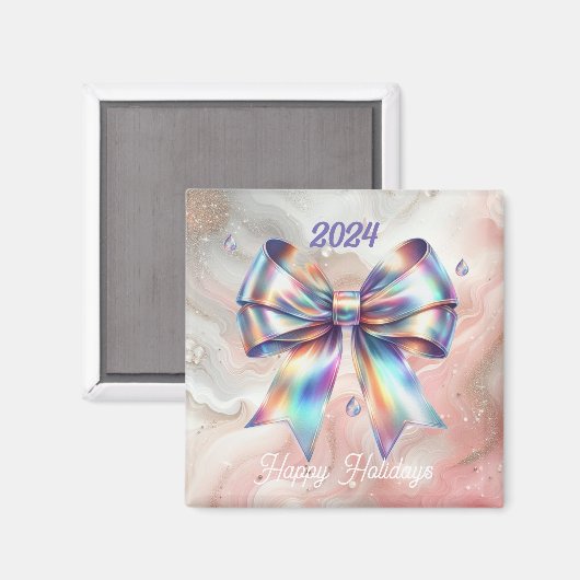 Aimant Charmant Iridescente Bow Année Accent (Recto/Verso)