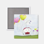 Aimant Charmante coccinelle aux ballons colorés (Recto/Verso)