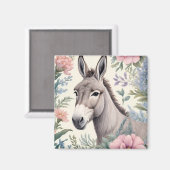 Aimant Charmante Donkey Pastel Fleurs Ferme Animal (Recto/Verso)