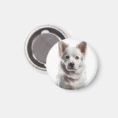 Aimant Charming White Shepherd Puppy Portrait (Recto/Verso)