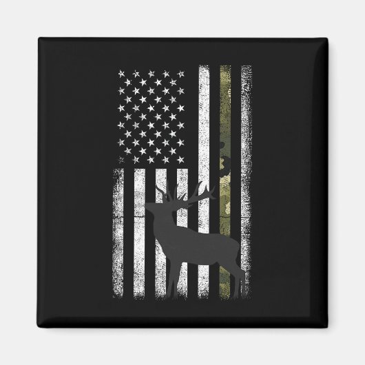 Aimant Chasse au cerf blanc Chasseur Elk Buck Camo Amériq (Devant)