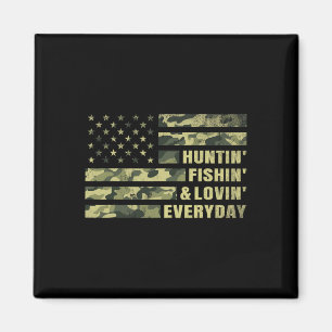 Aimant Chasse Pêche Aimer Chaque Jour Camo American Fla