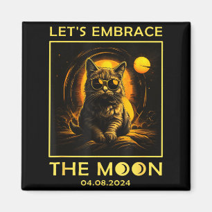 Aimant Chat 2024 Éclipse solaire totale Étreindre Lune Dr