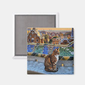 Aimant Chat à Barcelone Espagne Parc Güell Travel (Recto/Verso)