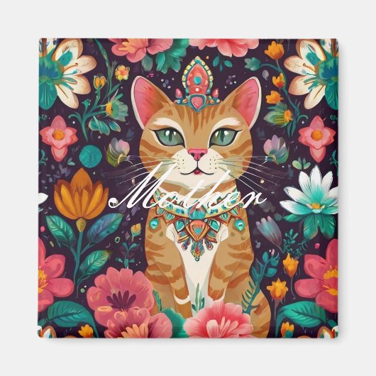 Aimant Chat à bijoux couronné (Devant)