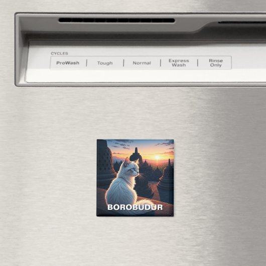 Aimant Chat à Borobudur Indonésie coucher de soleil (In Situ (Lave-vaisselle))