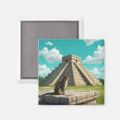 Aimant Chat à Chichen Itza Mexique Voyage (Recto/Verso)