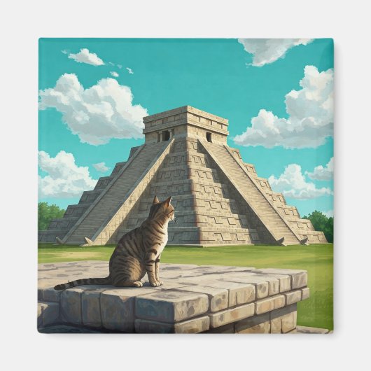 Aimant Chat à Chichen Itza Mexique Voyage (Devant)