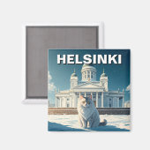 Aimant Chat à Helsinki Finlande Voyage (Recto/Verso)