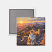 Aimant Chat à la Grande Muraille de Chine Voyage (Recto/Verso)