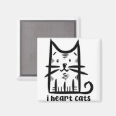 Aimant Chat à moustaches, j'adore les chats (Recto/Verso)