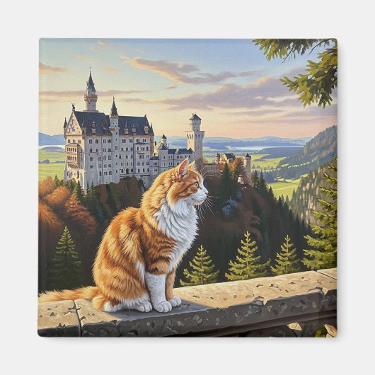 Aimant Chat à Neuschwanstein Château Allemagne Voyage (Devant)